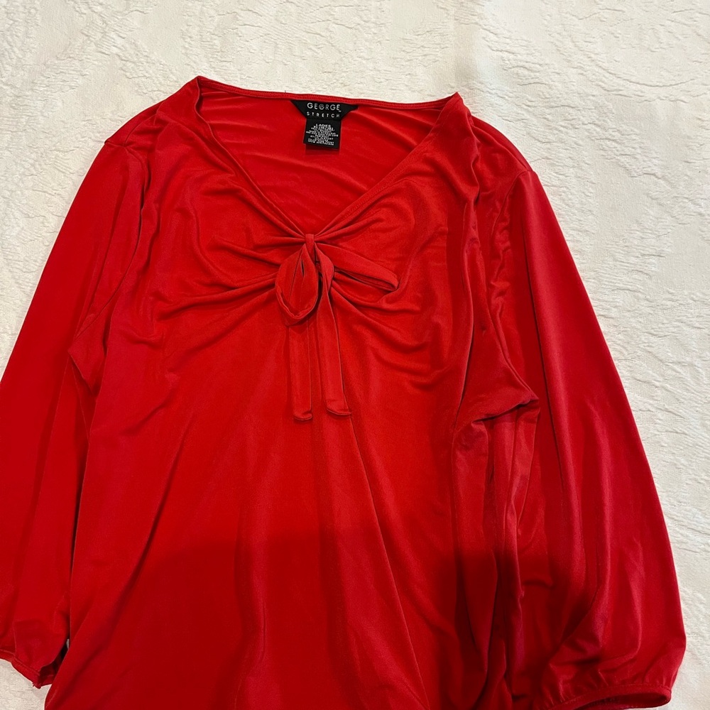 George Red 3/4 Sleeve Sailor Collar Blouse